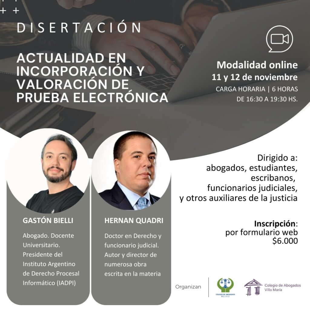 Disertación en Incorporación y Valoración de Prueba Electrónica