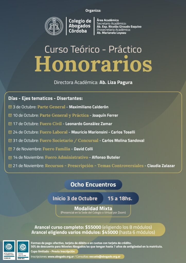 Curso Teórico - Práctico: Honorarios